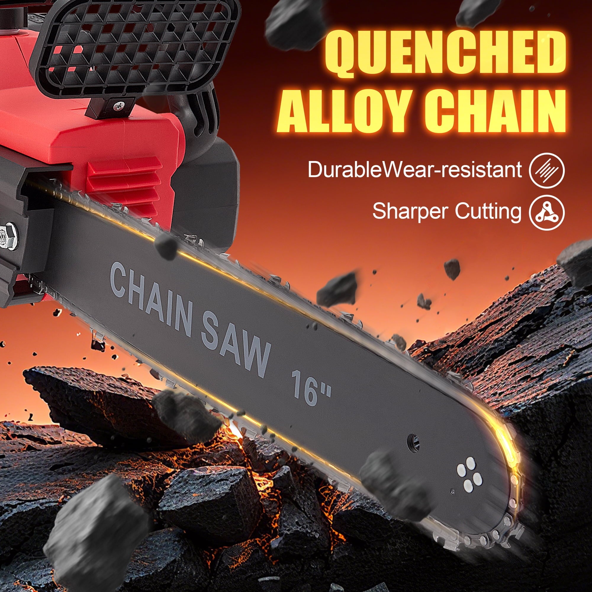 RELOIVE 16" Brushless Cordless Chainsaw, 42V 4000mAh with 3 Chains & Dual Chargers for Heavy-Duty Tree Cutting